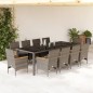 vidaXL Set comedor jardín 11 pzas cojines ratán sintético vidrio gris vidaXL Set comedor jardín 11 pzas cojines ratán sintético vidrio gris