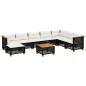 vidaXL Set de sofás de jardín 8 piezas y cojines ratán sintético negro vidaXL Set de sofás de jardín 8 piezas y cojines ratán sintético negro