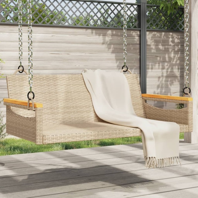 vidaXL Banco columpio de ratán sintético beige 109x62x40 cm vidaXL Banco columpio de ratán sintético beige 109x62x40 cm