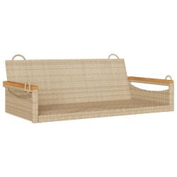 vidaXL Banco columpio de ratán sintético beige 109x62x40 cm