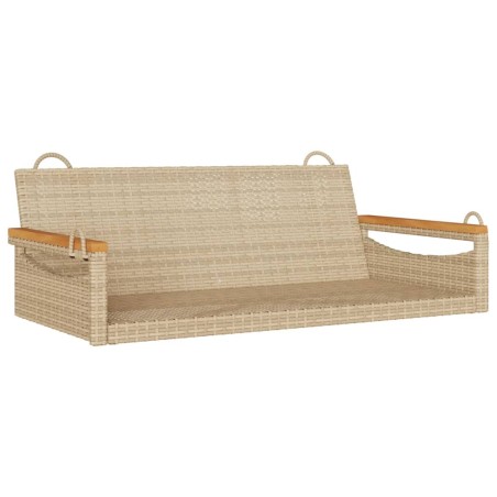 vidaXL Banco columpio de ratán sintético beige 109x62x40 cm