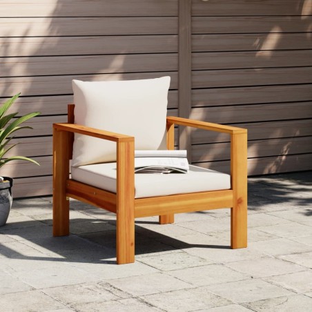 vidaXL Sillón de jardín con cojines madera maciza de acacia