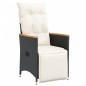vidaXL Sillón reclinable de jardín con cojines ratán sintético negro vidaXL Sillón reclinable de jardín con cojines ratán sintético negro