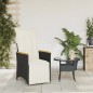 vidaXL Sillón reclinable de jardín con cojines ratán sintético negro vidaXL Sillón reclinable de jardín con cojines ratán sintético negro