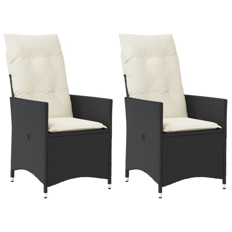 vidaXL Sillones reclinable jardín cojines 2 uds ratán sintético negro vidaXL Sillones reclinable jardín cojines 2 uds ratán sintético negro