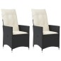vidaXL Sillones reclinable jardín cojines 2 uds ratán sintético negro vidaXL Sillones reclinable jardín cojines 2 uds ratán sintético negro