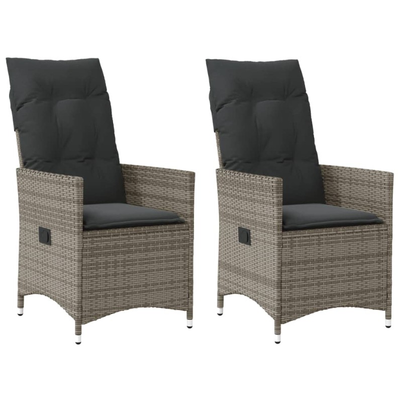 vidaXL Sillones reclinable jardín y cojines 2 uds ratán sintético gris vidaXL Sillones reclinable jardín y cojines 2 uds ratán sintético gris