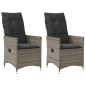 vidaXL Sillones reclinable jardín y cojines 2 uds ratán sintético gris vidaXL Sillones reclinable jardín y cojines 2 uds ratán sintético gris