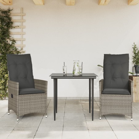 vidaXL Sillones reclinable jardín y cojines 2 uds ratán sintético gris