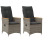 vidaXL Sillones reclinable jardín y cojines 2 uds ratán sintético gris vidaXL Sillones reclinable jardín y cojines 2 uds ratán sintético gris
