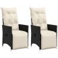 vidaXL Sillones reclinable jardín cojines 2 uds ratán sintético negro vidaXL Sillones reclinable jardín cojines 2 uds ratán sintético negro