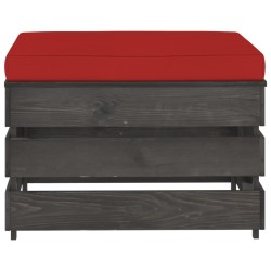 vidaXL Otomana seccional con cojín madera impregnada gris