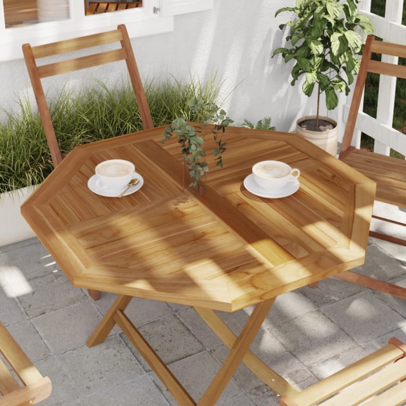vidaXL Tablero de mesa octogonal de madera maciza de teca 90x90x2,5 cm