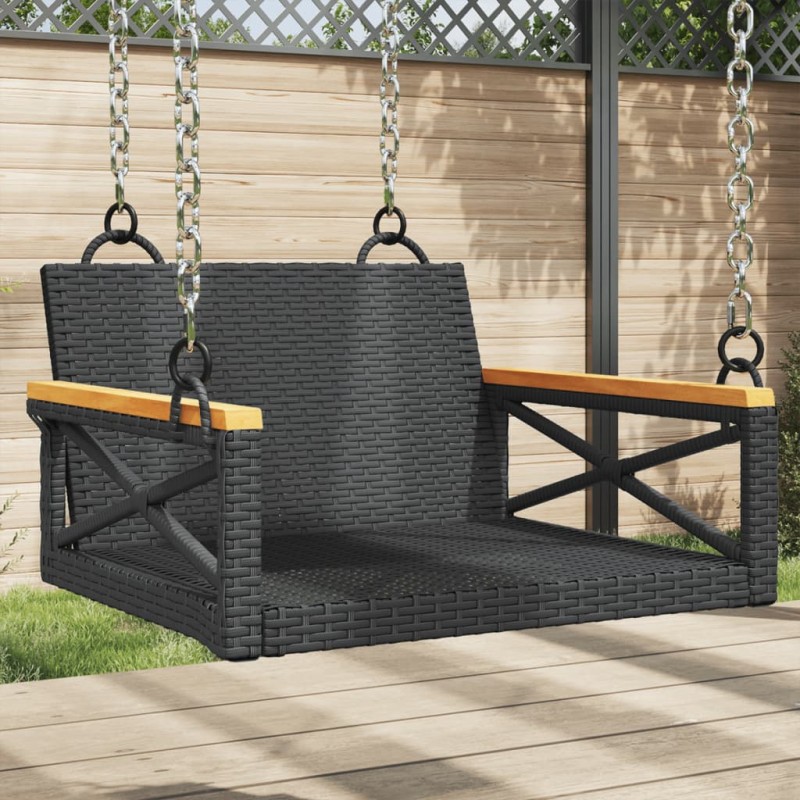 vidaXL Banco columpio de ratán sintético negro 63x62x40 cm vidaXL Banco columpio de ratán sintético negro 63x62x40 cm