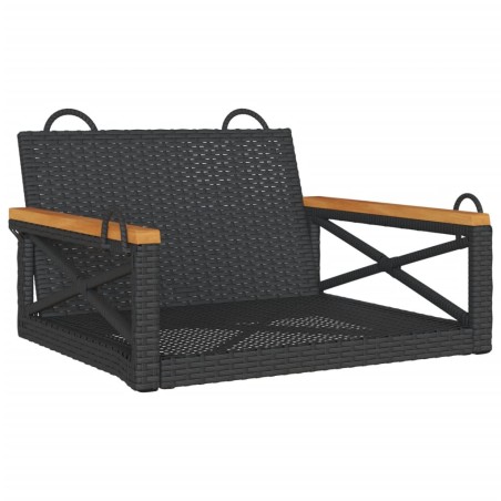 vidaXL Banco columpio de ratán sintético negro 63x62x40 cm