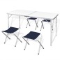 vidaXL Mesa de camping plegable ajustable con 4 taburetes 120x60 cm vidaXL Mesa de camping plegable ajustable con 4 taburetes 120x60 cm