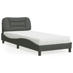 vidaXL Cama con colchón tela gris oscuro 80x200 cm
