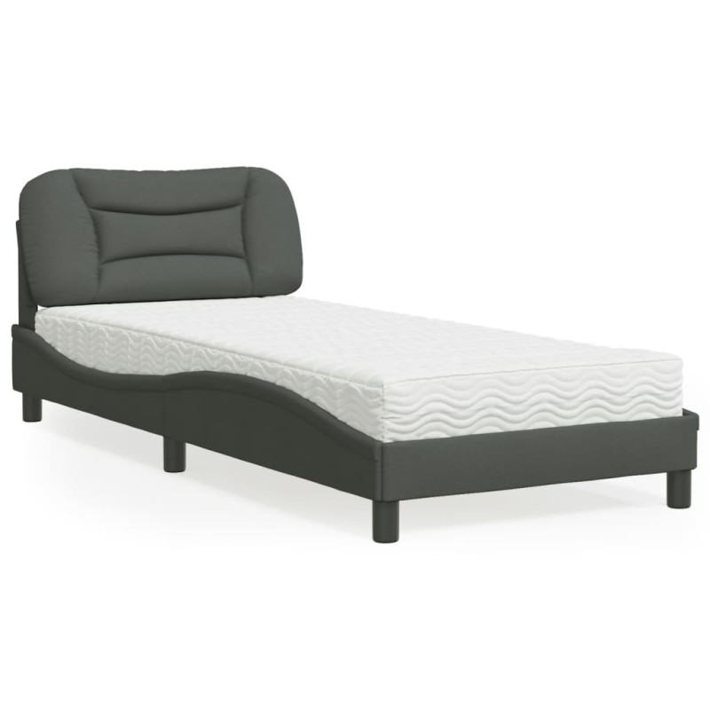 vidaXL Cama con colchón tela gris oscuro 80x200 cm vidaXL Cama con colchón tela gris oscuro 80x200 cm