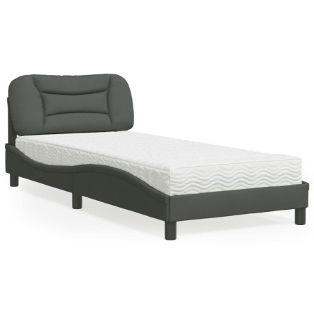 vidaXL Cama con colchón tela gris oscuro 80x200 cm