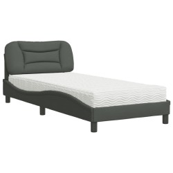 vidaXL Cama con colchón tela gris oscuro 90x190 cm