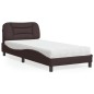 vidaXL Cama con colchón tela marrón oscuro 90x190 cm