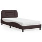 vidaXL Cama con colchón tela marrón oscuro 90x200 cm