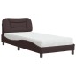 vidaXL Cama con colchón tela marrón oscuro 90x200 cm