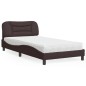 vidaXL Cama con colchón tela marrón oscuro 100x200 cm
