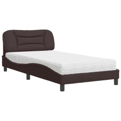 vidaXL Cama con colchón tela marrón oscuro 100x200 cm