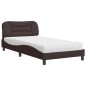 vidaXL Cama con colchón tela marrón oscuro 100x200 cm
