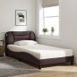 vidaXL Cama con colchón tela marrón oscuro 100x200 cm