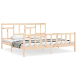 vidaXL Estructura de cama de matrimonio con cabecero madera maciza