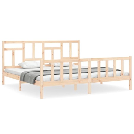 vidaXL Estructura de cama de matrimonio con cabecero madera maciza