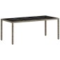 vidaXL Set de comedor jardín 7 piezas y cojines ratán PE y vidrio gris vidaXL Set de comedor jardín 7 piezas y cojines ratán PE y vidrio gris