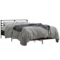 vidaXL Estructura cama madera ingeniería metal roble ahumado 140x200cm vidaXL Estructura cama madera ingeniería metal roble ahumado 140x200cm