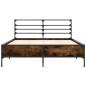 vidaXL Estructura cama madera ingeniería metal roble ahumado 140x200cm vidaXL Estructura cama madera ingeniería metal roble ahumado 140x200cm