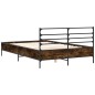 vidaXL Estructura cama madera ingeniería metal roble ahumado 140x200cm vidaXL Estructura cama madera ingeniería metal roble ahumado 140x200cm