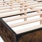 vidaXL Estructura cama madera ingeniería metal roble ahumado 140x200cm vidaXL Estructura cama madera ingeniería metal roble ahumado 140x200cm