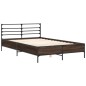 vidaXL Estructura cama madera ingeniería metal marrón roble 140x200 cm vidaXL Estructura cama madera ingeniería metal marrón roble 140x200 cm