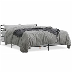 vidaXL Estructura cama madera ingeniería metal gris Sonoma 150x200 cm