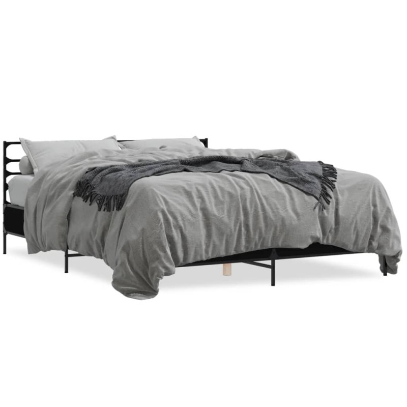 vidaXL Estructura de cama madera de ingeniería y metal negro 160x200cm vidaXL Estructura de cama madera de ingeniería y metal negro 160x200cm