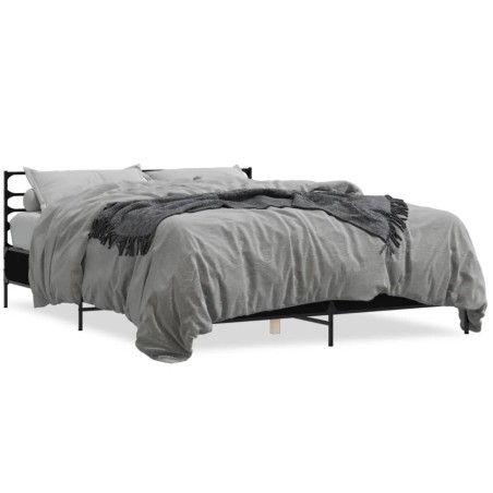 vidaXL Estructura de cama madera de ingeniería y metal negro 160x200cm