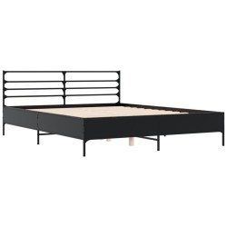vidaXL Estructura de cama madera de ingeniería y metal negro 160x200cm