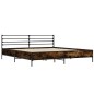 vidaXL Estructura cama madera ingeniería metal roble ahumado 180x200cm vidaXL Estructura cama madera ingeniería metal roble ahumado 180x200cm