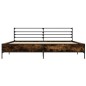 vidaXL Estructura cama madera ingeniería metal roble ahumado 180x200cm vidaXL Estructura cama madera ingeniería metal roble ahumado 180x200cm