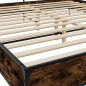 vidaXL Estructura cama madera ingeniería metal roble ahumado 180x200cm vidaXL Estructura cama madera ingeniería metal roble ahumado 180x200cm