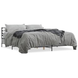 vidaXL Estructura cama madera ingeniería metal gris Sonoma 200x200 cm