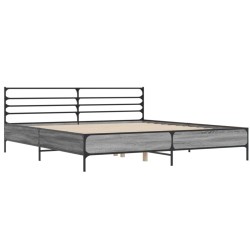 vidaXL Estructura cama madera ingeniería metal gris Sonoma 200x200 cm