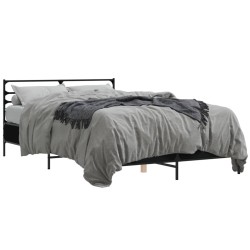 vidaXL Estructura de cama madera de ingeniería y metal negro 120x190cm