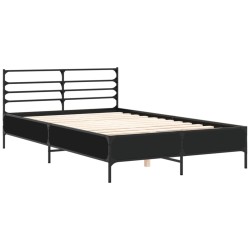 vidaXL Estructura de cama madera de ingeniería y metal negro 120x190cm